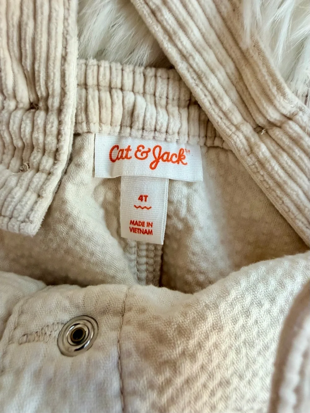 Cat & Jack Cream Corduroy Overall Dress Size 4T